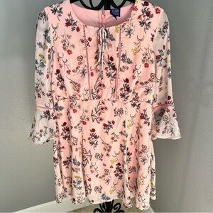 Disney Beauty and the Beast Pink Floral Chiffon Dress